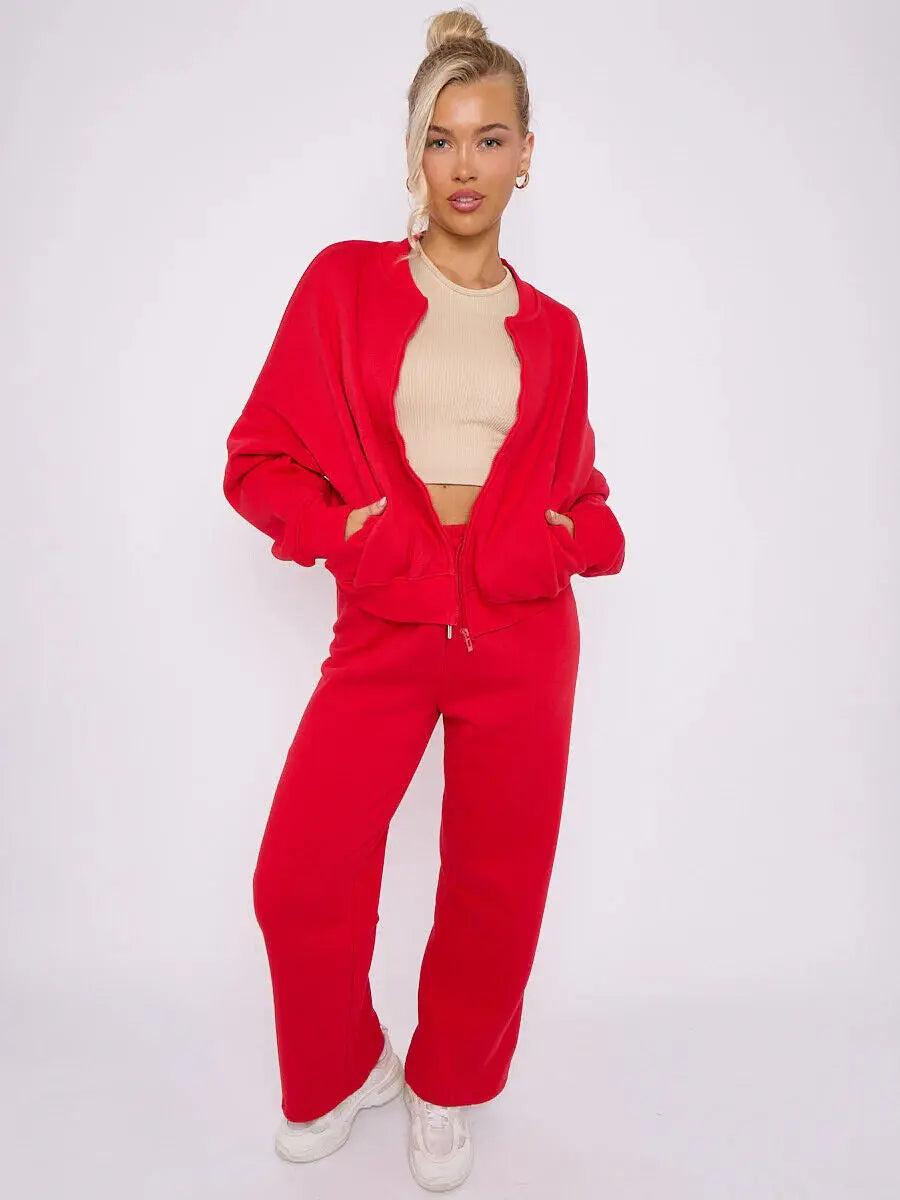 Women Bomber Oversize Baggy 2 Piece Lounge Wear Casual Set Ladies Suit Tracksuit