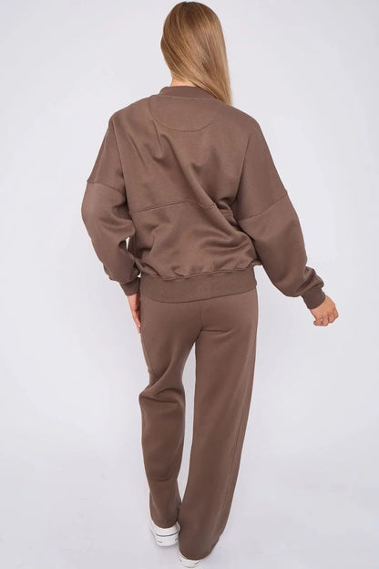 Women Bomber Oversize Baggy 2 Piece Lounge Wear Casual Set Ladies Suit Tracksuit