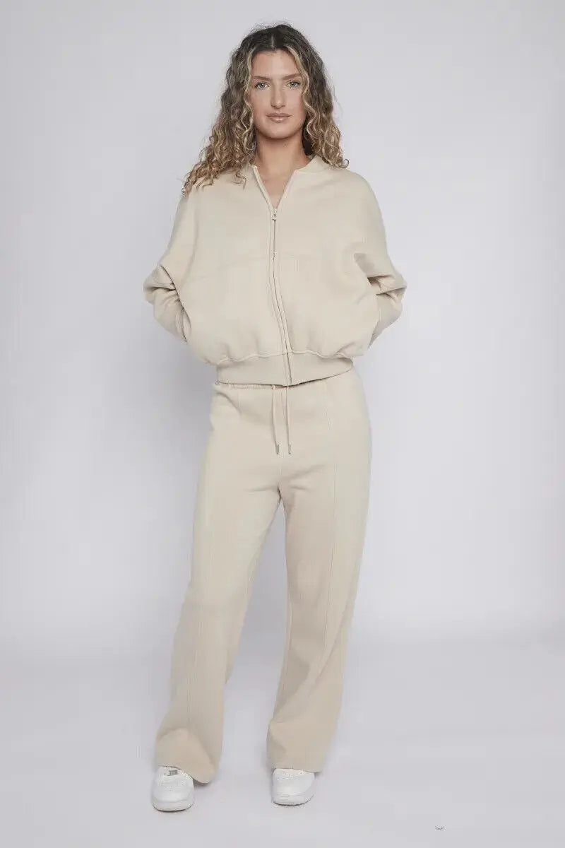 Women Bomber Oversize Baggy 2 Piece Lounge Wear Casual Set Ladies Suit Tracksuit