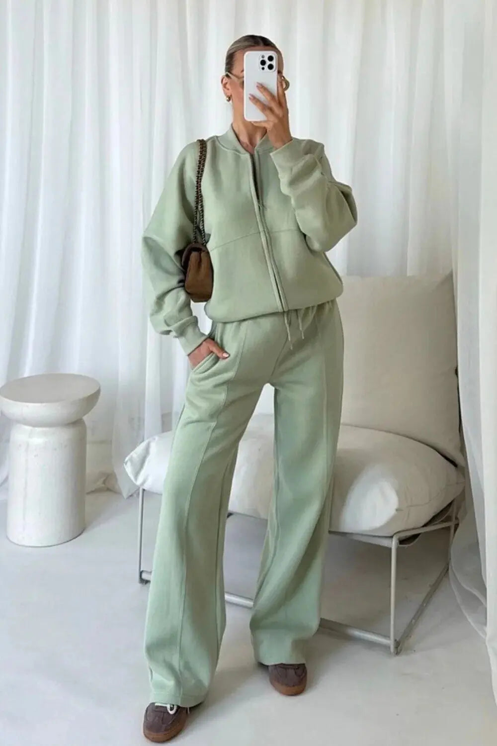 Women Bomber Oversize Baggy 2 Piece Lounge Wear Casual Set Ladies Suit Tracksuit
