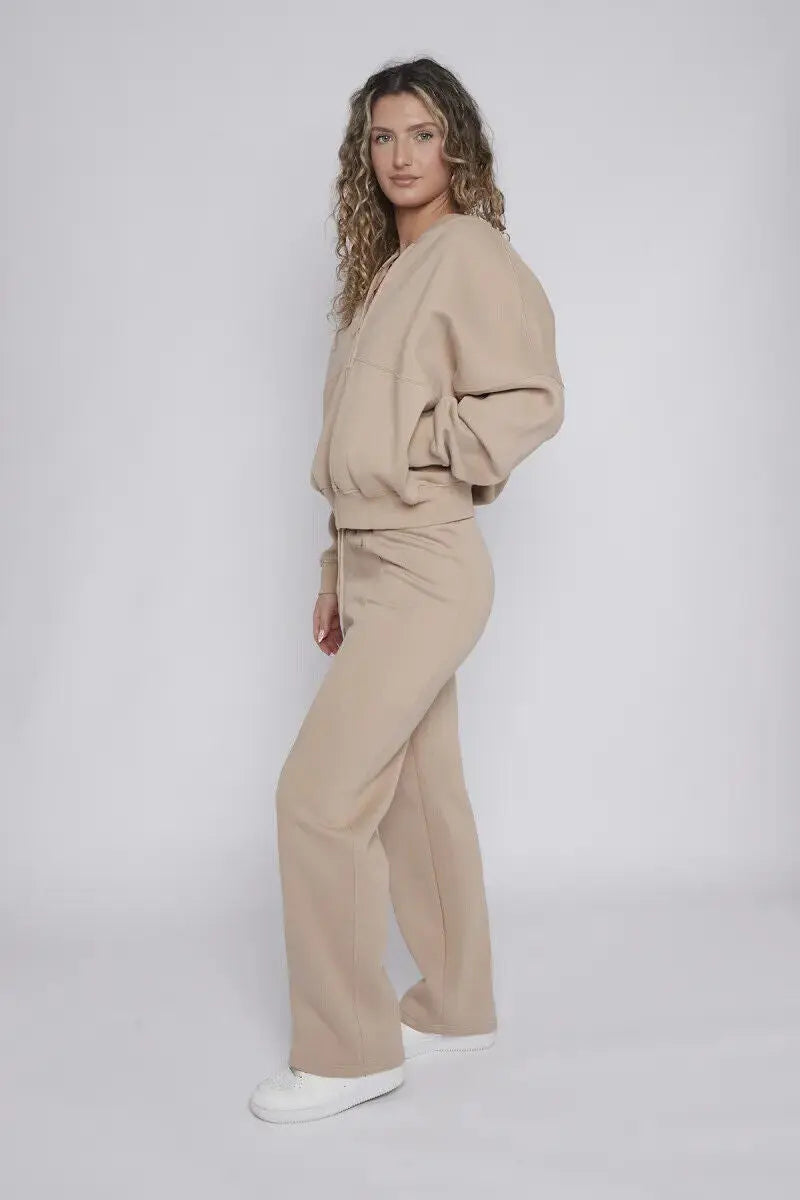 Women Bomber Oversize Baggy 2 Piece Lounge Wear Casual Set Ladies Suit Tracksuit