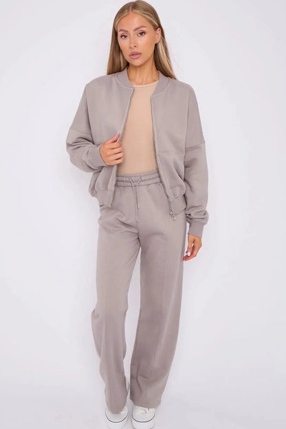 Women Bomber Oversize Baggy 2 Piece Lounge Wear Casual Set Ladies Suit Tracksuit