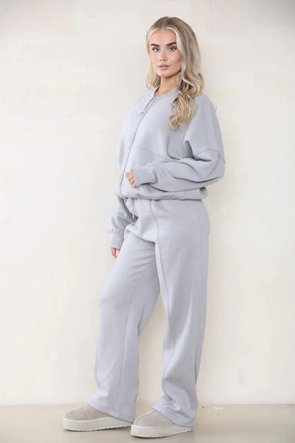 Women Bomber Oversize Baggy 2 Piece Lounge Wear Casual Set Ladies Suit Tracksuit