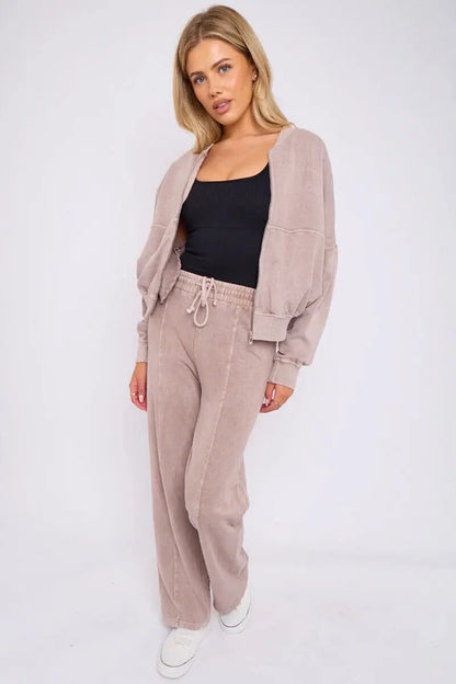 Women Bomber Oversize Baggy 2 Piece Lounge Wear Casual Set Ladies Suit Tracksuit