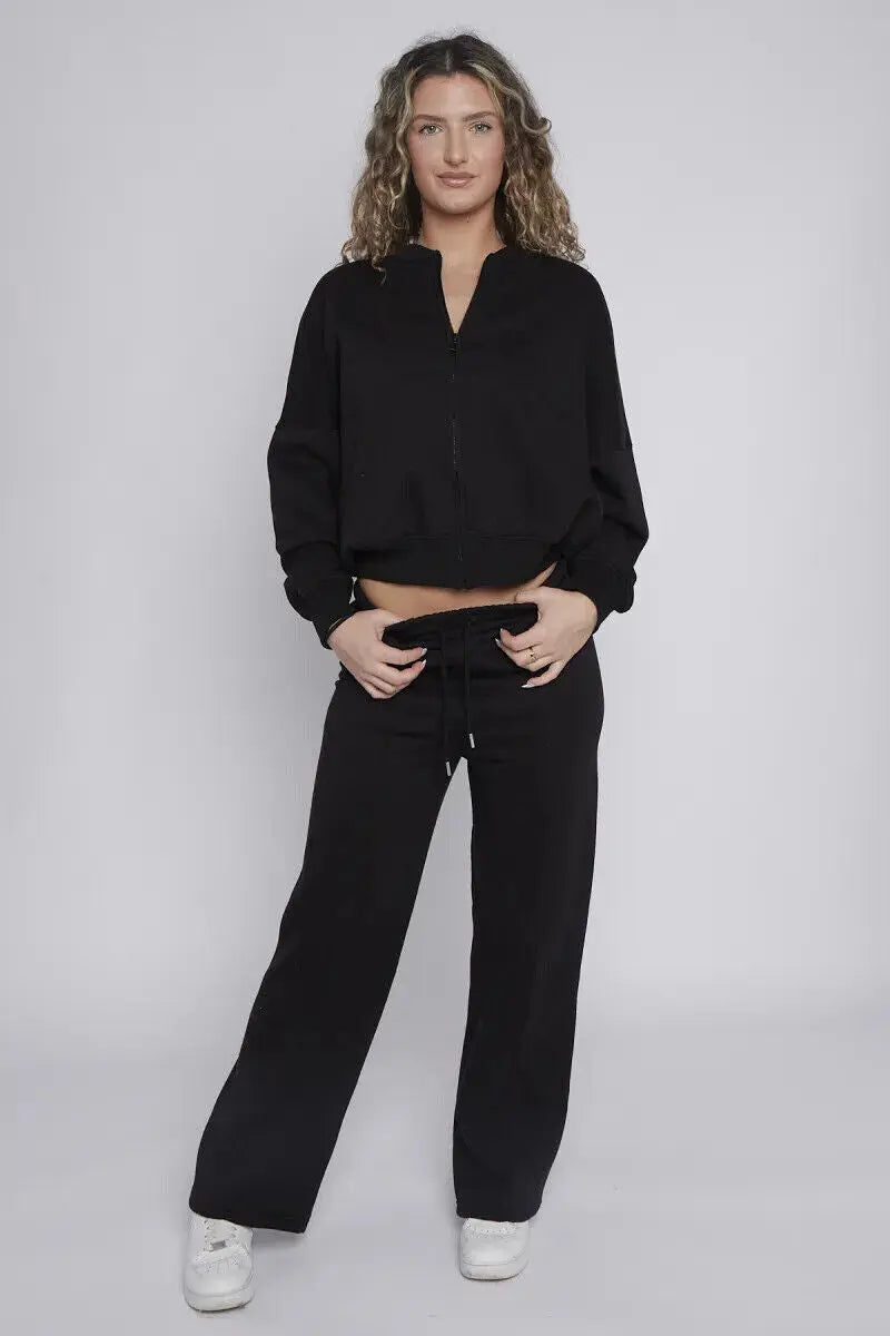 Women Bomber Oversize Baggy 2 Piece Lounge Wear Casual Set Ladies Suit Tracksuit