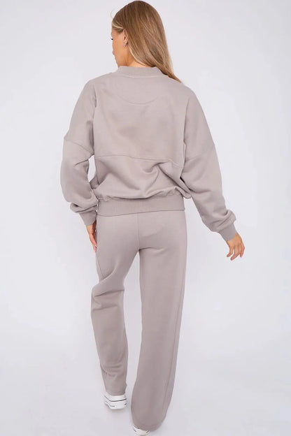 Women Bomber Oversize Baggy 2 Piece Lounge Wear Casual Set Ladies Suit Tracksuit