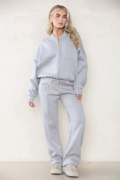 Women Bomber Oversize Baggy 2 Piece Lounge Wear Casual Set Ladies Suit Tracksuit
