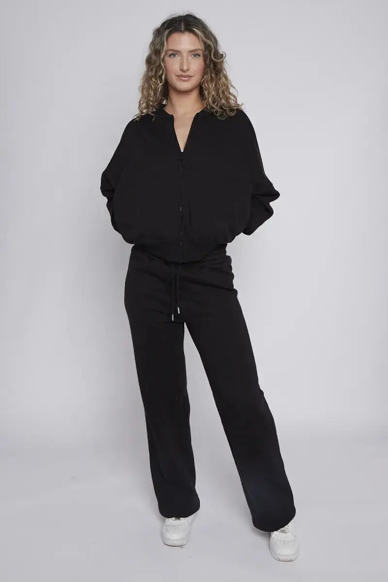 Women Bomber Oversize Baggy 2 Piece Lounge Wear Casual Set Ladies Suit Tracksuit