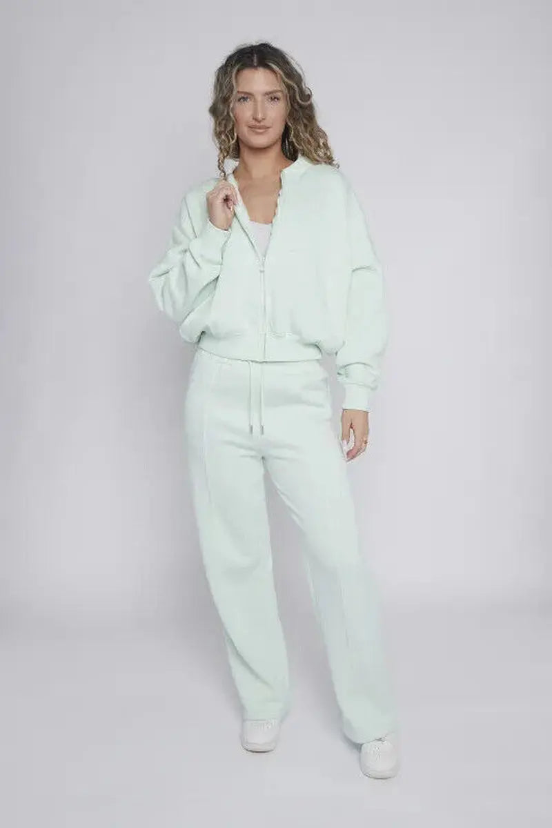 Women Bomber Oversize Baggy 2 Piece Lounge Wear Casual Set Ladies Suit Tracksuit