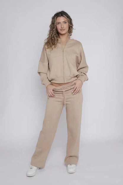 Women Bomber Oversize Baggy 2 Piece Lounge Wear Casual Set Ladies Suit Tracksuit